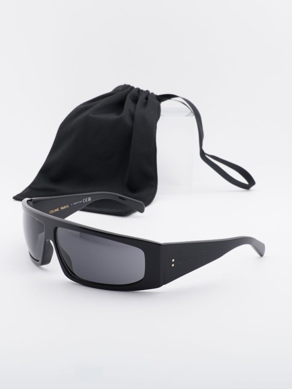 Celine CL40291I 01A Sunglasses Black Rectangle Frame, Smoke Lenses